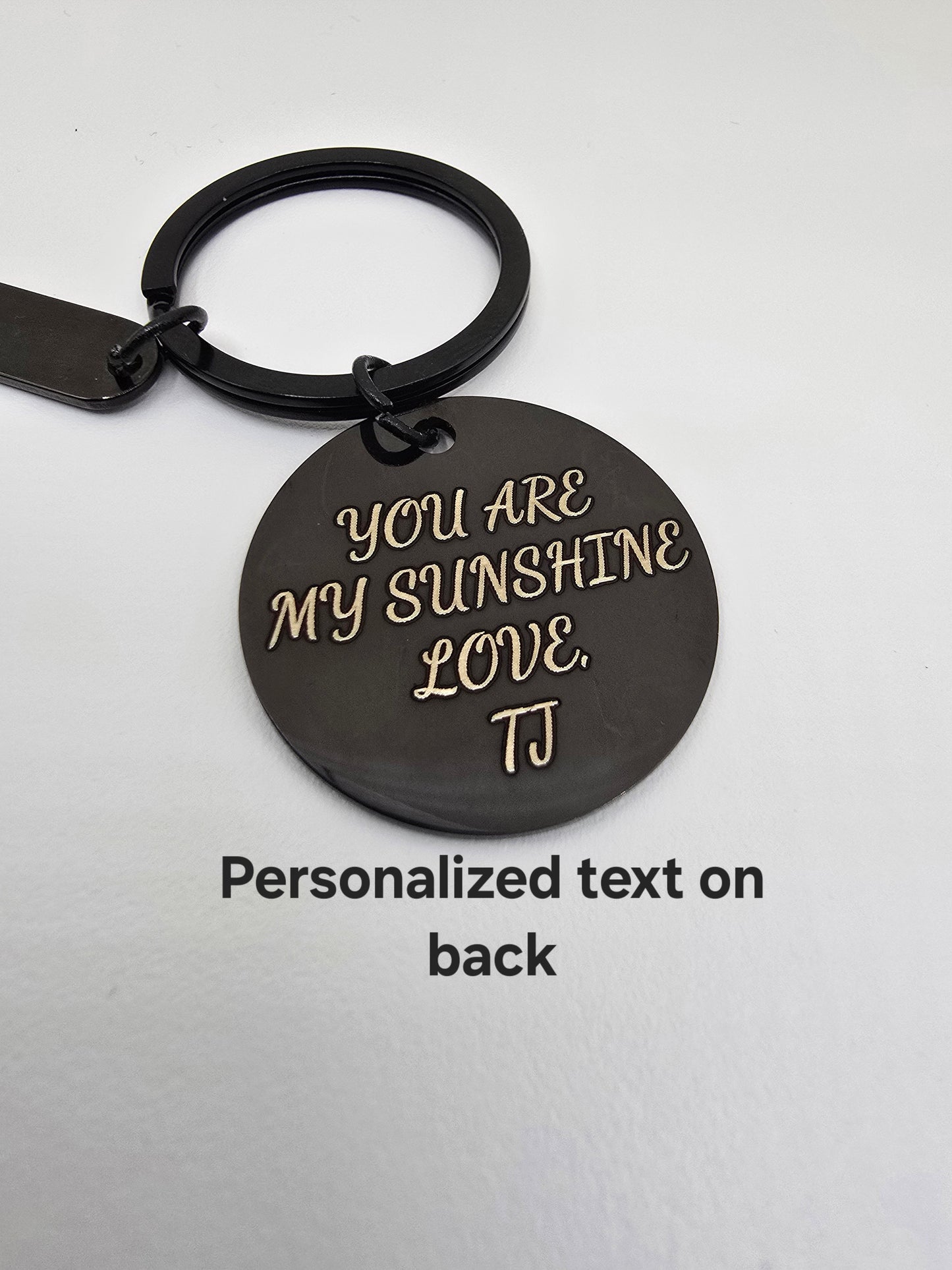 Personalized Photo Engraved Black Stainless Steel Keychain - Custom Portrait Engraved Keyring