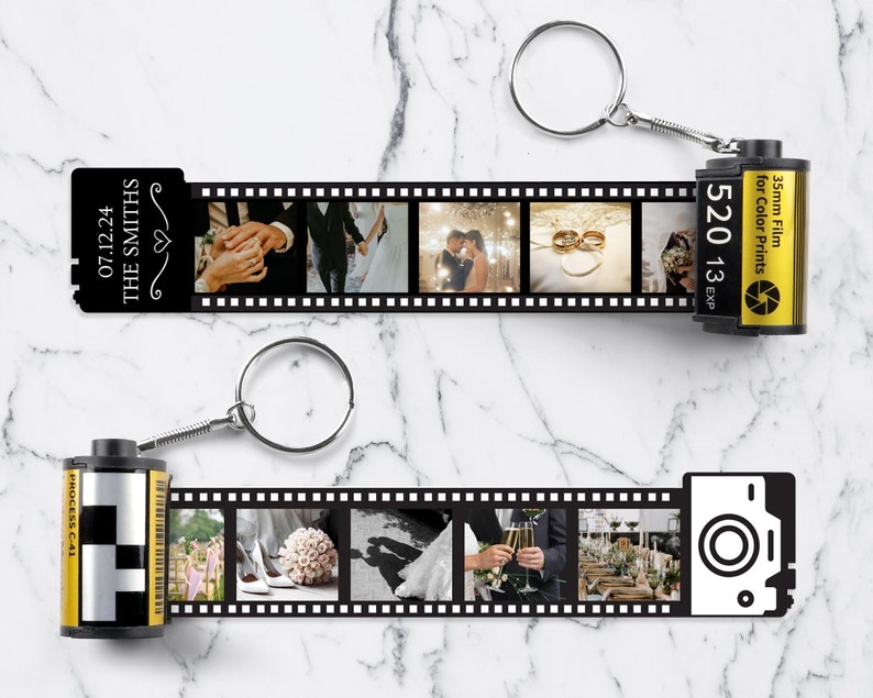 Personalized Photos Film Roll Keychain, Custom Photo Film Roll Keychain, Camera Film Roll Keyring