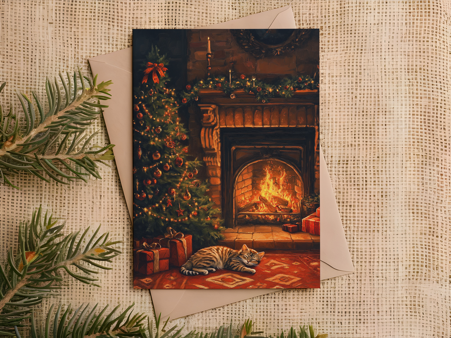 Cozy Christmas Cat Holiday Card