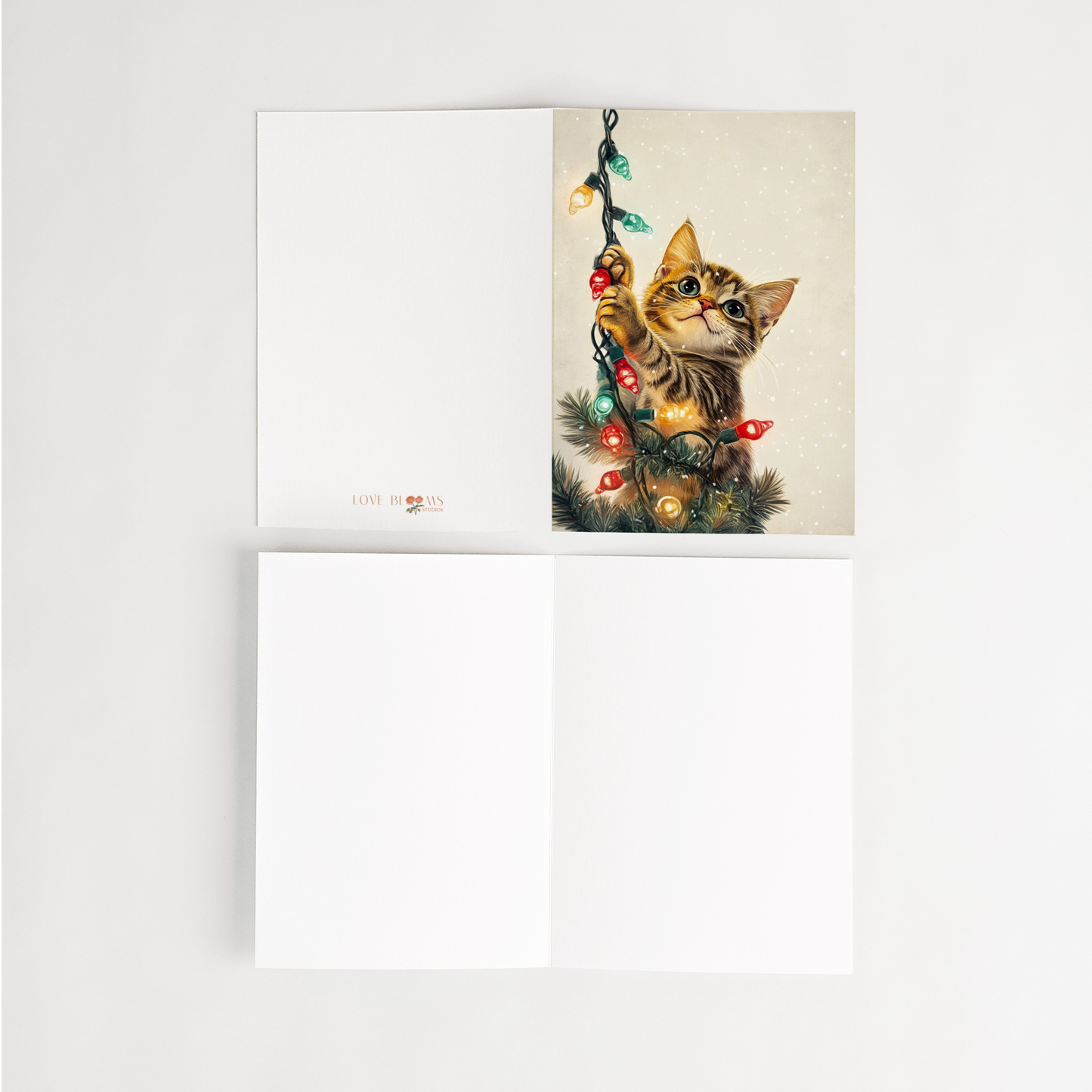 Cat in the Christmas Lights Card