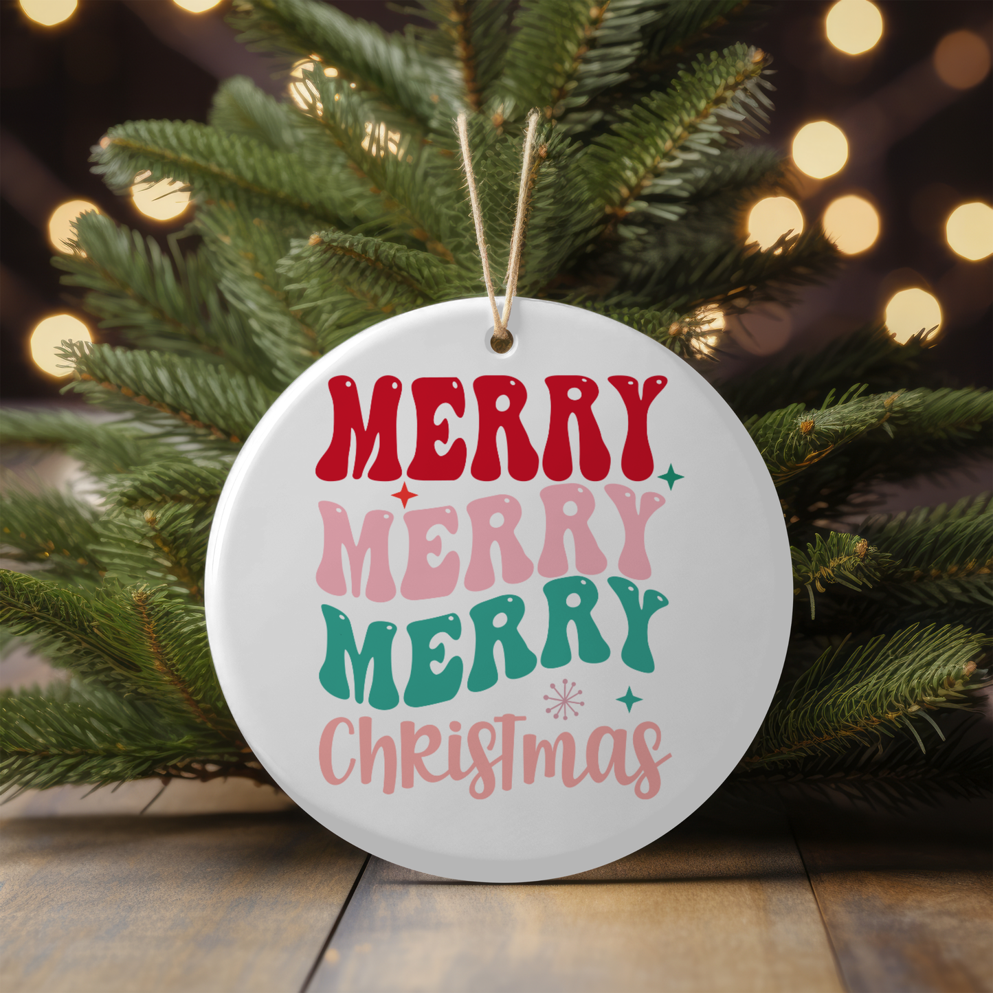 Merry Merry Christmas Ceramic Ornament