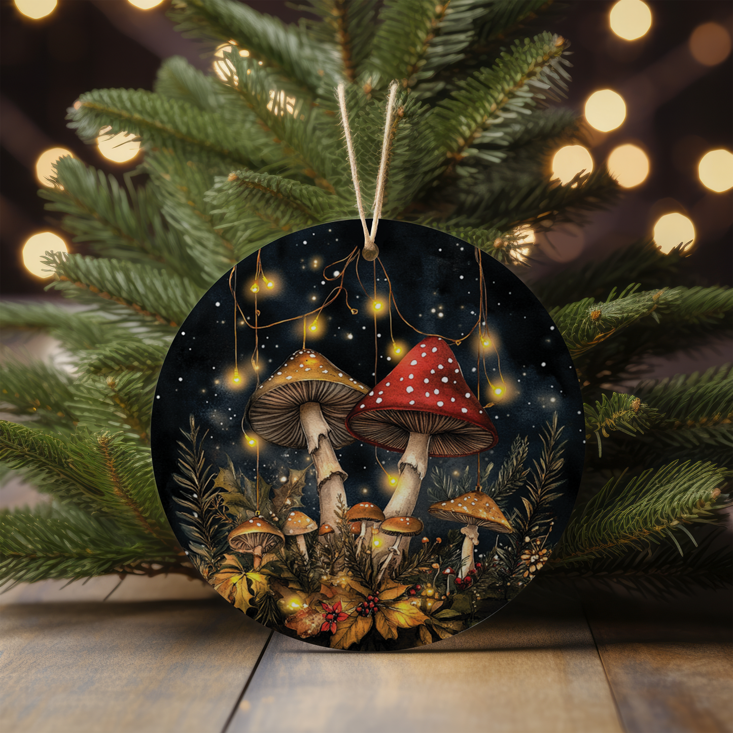 Magical Christmas Mushroom Ornament, Ceramic Christmas Ornaments