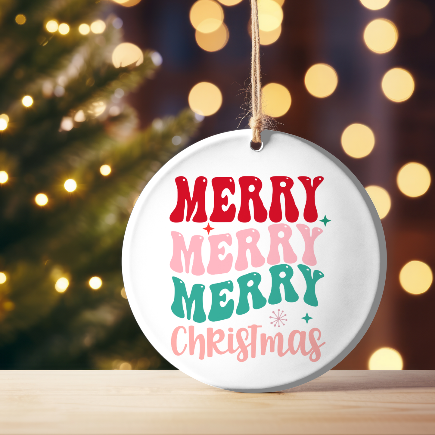 Merry Merry Christmas Ceramic Ornament