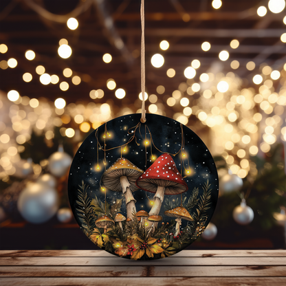 Magical Christmas Mushroom Ornament, Ceramic Christmas Ornaments