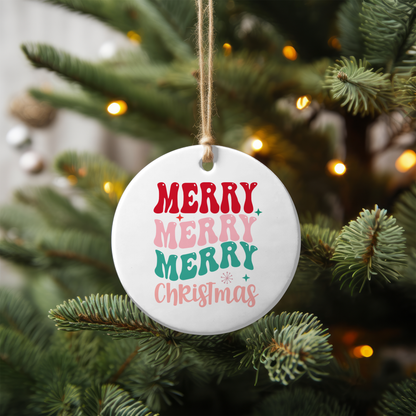 Merry Merry Christmas Ceramic Ornament