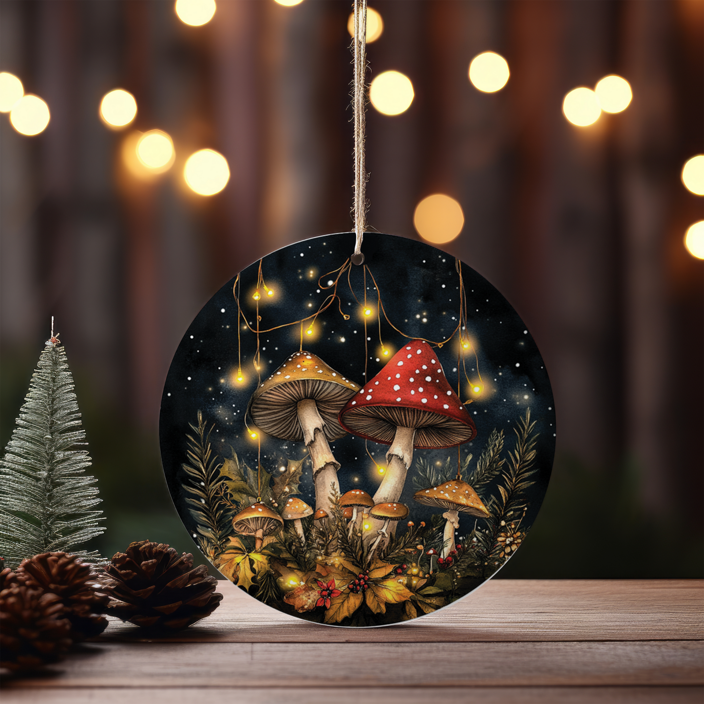 Magical Christmas Mushroom Ornament, Ceramic Christmas Ornaments