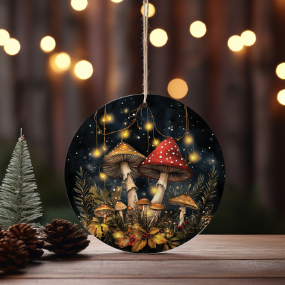 Magical Christmas Mushroom Ornament, Ceramic Christmas Ornaments