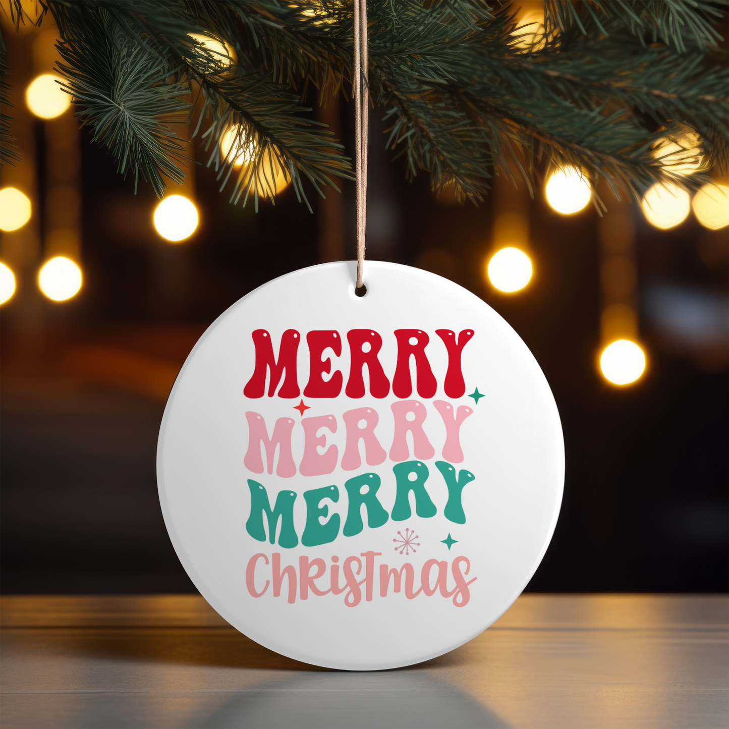 Merry Merry Christmas Ceramic Ornament