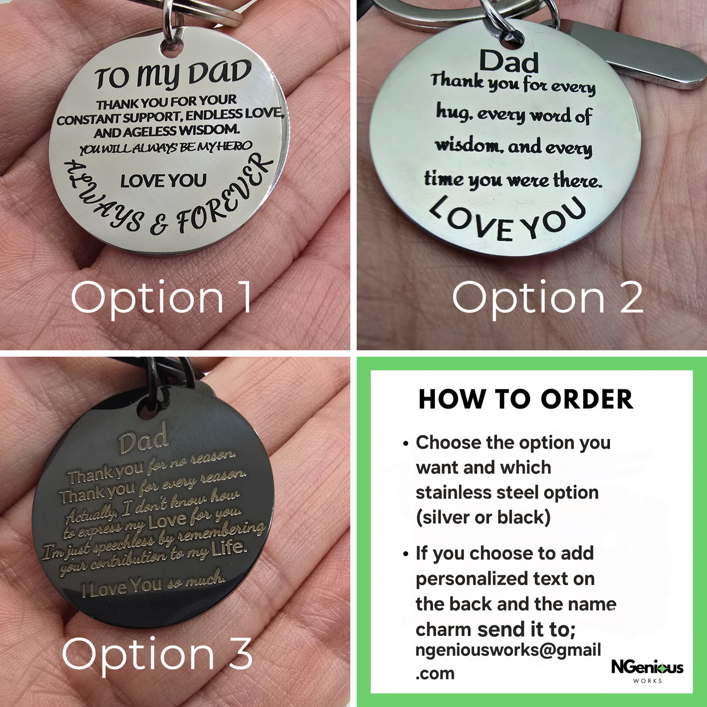 Personalized Dad Stainless Steel Keychain-Custom Heartfelt message Gift Keychain-Father's day-Birthday day-Christmas Gift