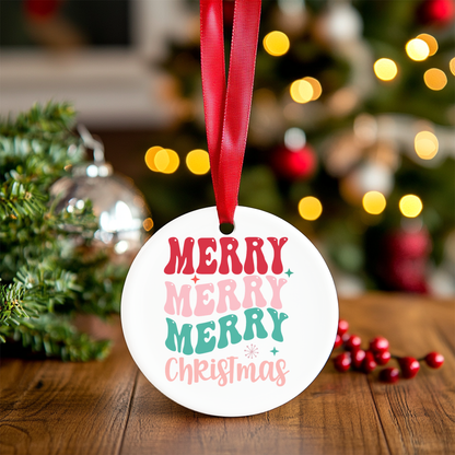 Merry Merry Christmas Ceramic Ornament