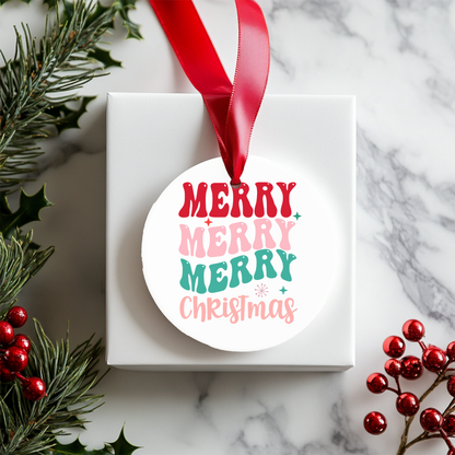 Merry Merry Christmas Ceramic Ornament