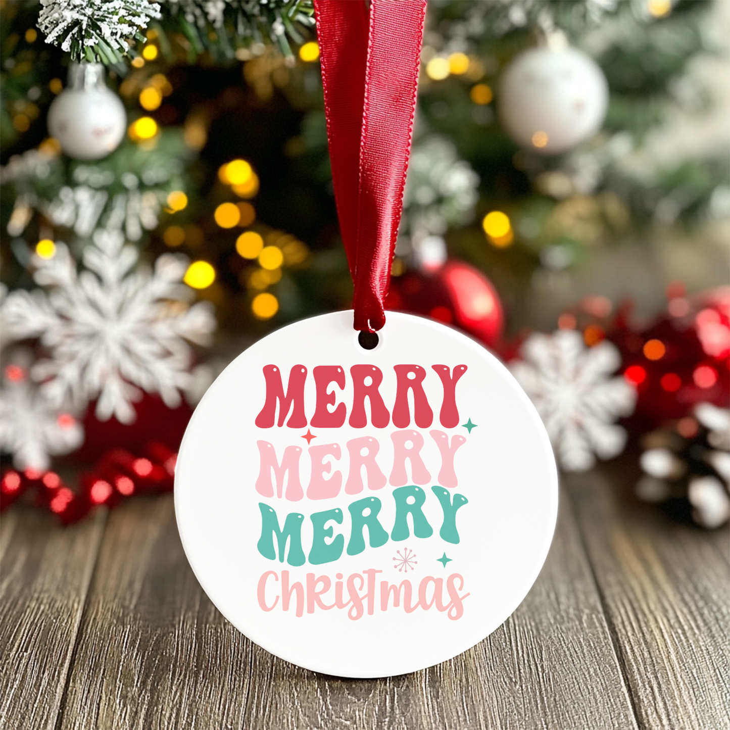 Merry Merry Christmas Ceramic Ornament