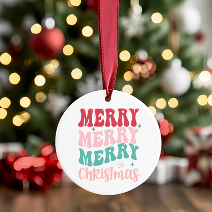 Merry Merry Christmas Ceramic Ornament