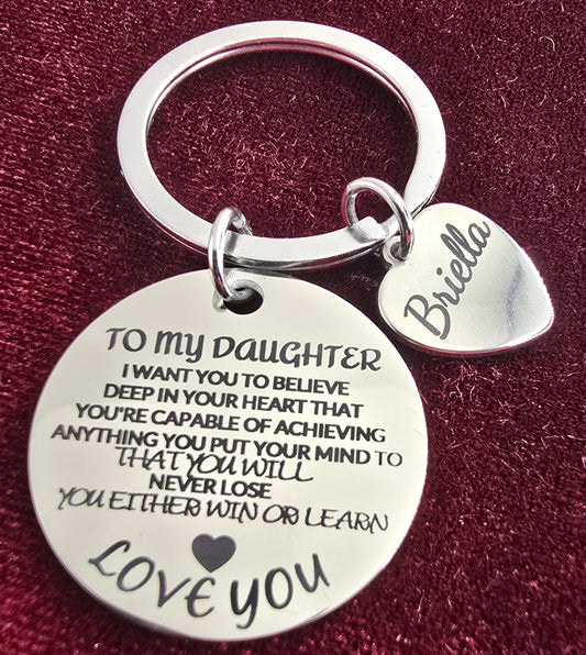 Personalized To My Daughter Stainless Steel Keychain-Custom Heartfelt Daughter Gift Keychain-Daughter's Birthday-Birthday day-Christmas Gift