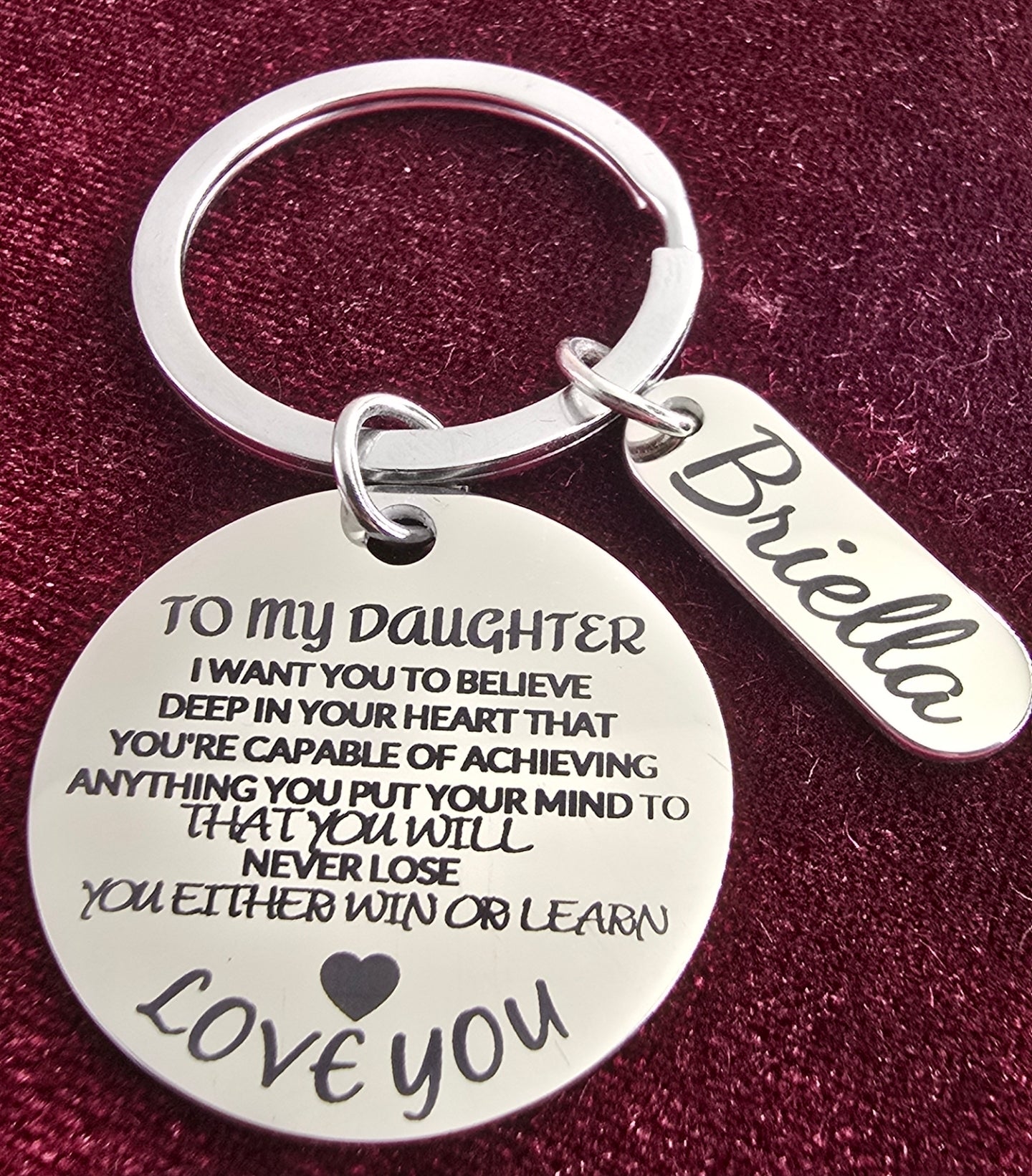 Personalized To My Daughter Stainless Steel Keychain-Custom Heartfelt Daughter Gift Keychain-Daughter's Birthday-Birthday day-Christmas Gift