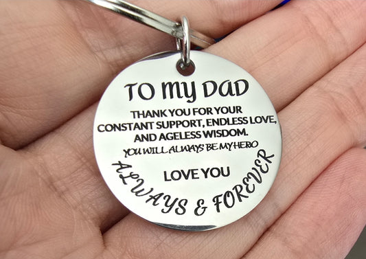 Personalized Dad Stainless Steel Keychain-Custom Heartfelt message Gift Keychain-Father's day-Birthday day-Christmas Gift