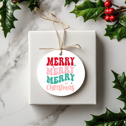 Merry Merry Christmas Ceramic Ornament