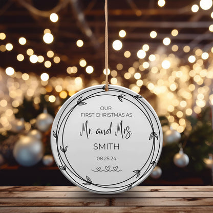 Our First Christmas as Mr. and Mrs. Holiday Ornament, Christmas Couple Ornament, Our First Christmas Ornament, Wedding Ornament