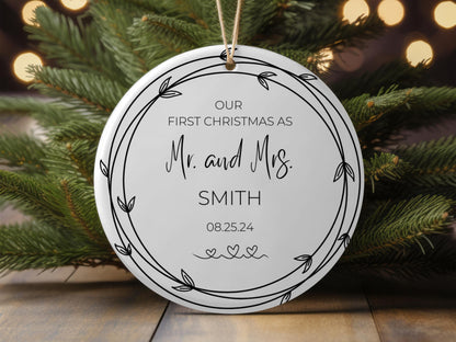 Our First Christmas as Mr. and Mrs. Holiday Ornament, Christmas Couple Ornament, Our First Christmas Ornament, Wedding Ornament