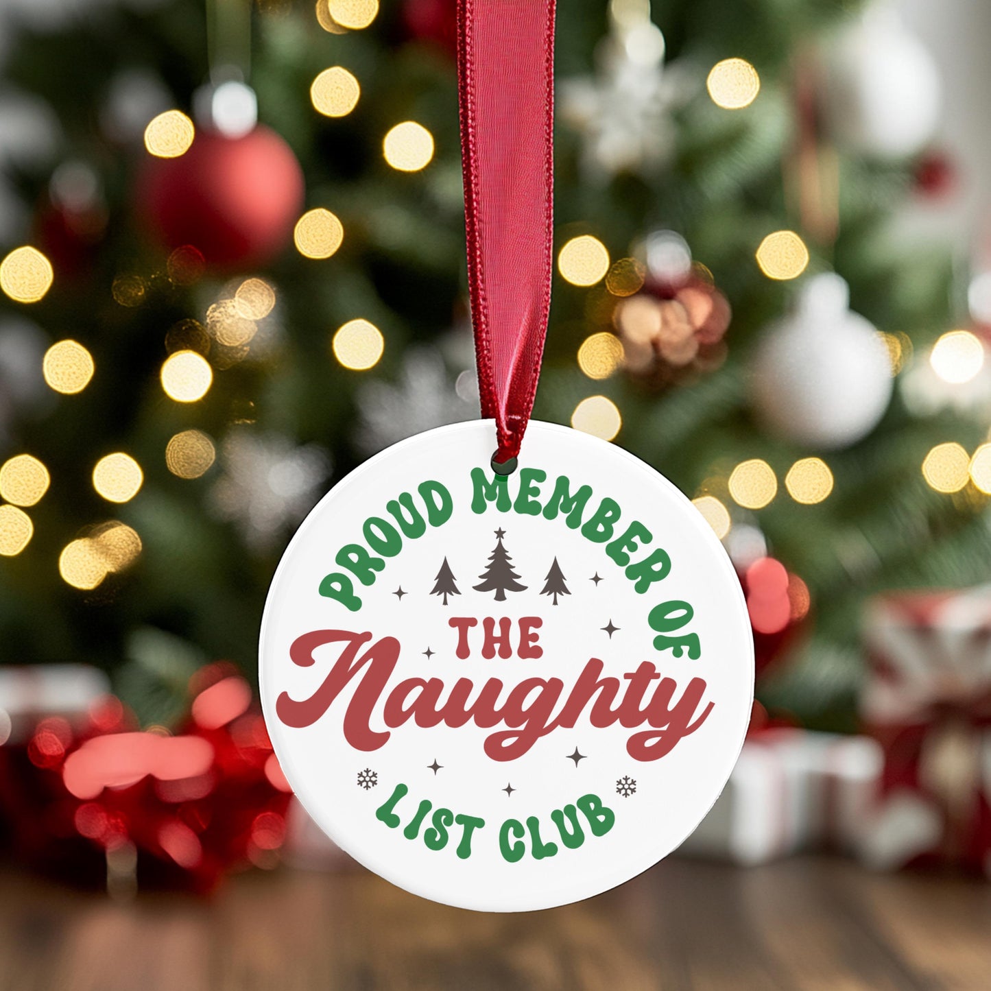 Proud Member of the Naughty List Club Christmas Ornament, Ceramic Christmas Ornaments