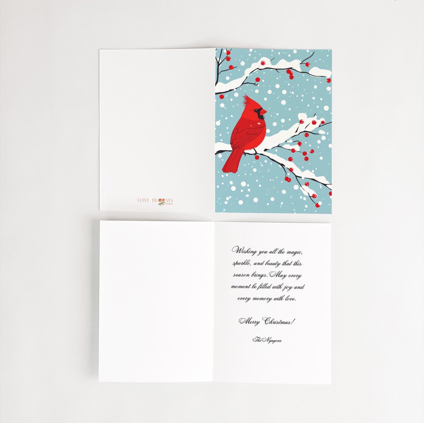 Cardinal in the Snow Personalized Christmas Card