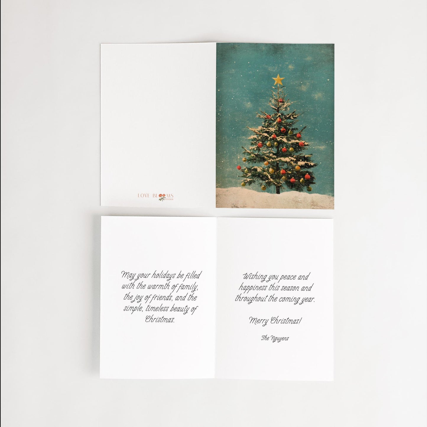 Vintage Christmas Tree Personalized Christmas Card