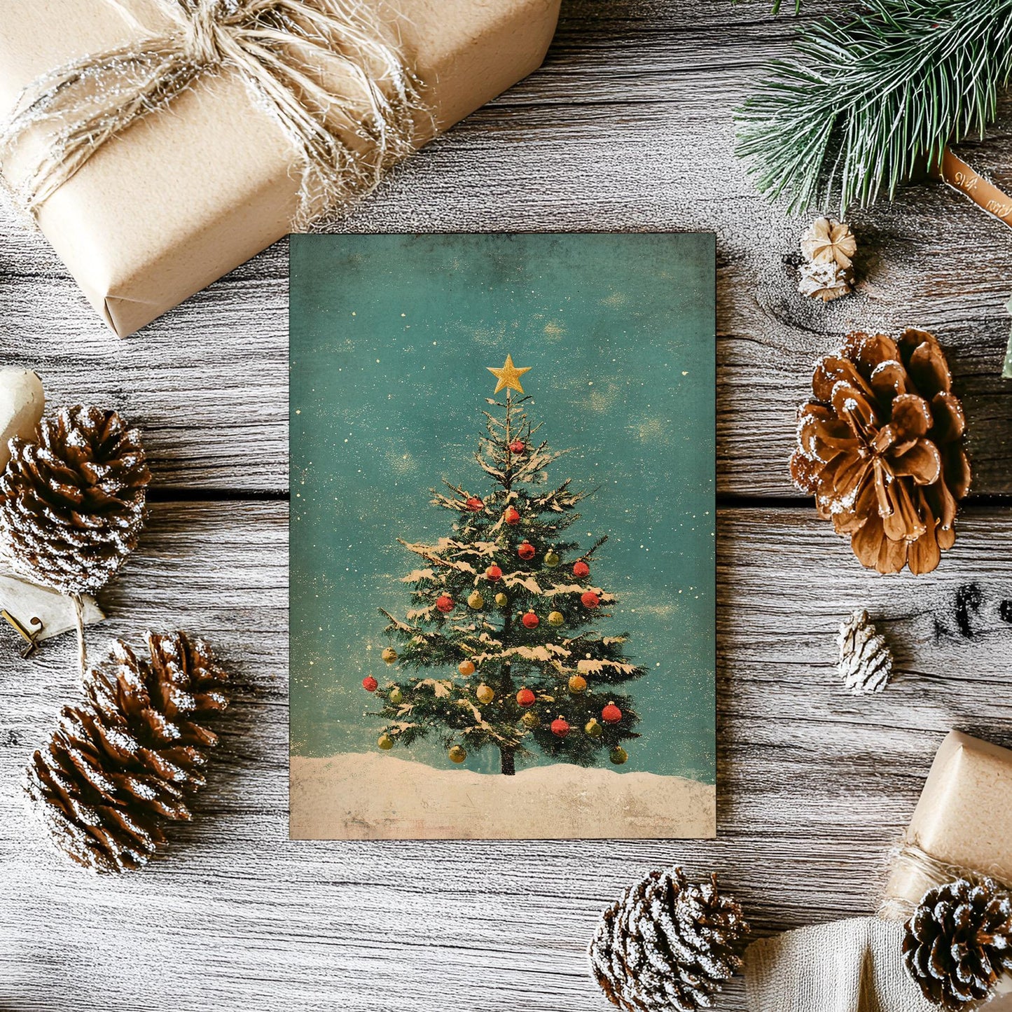 Vintage Christmas Tree Personalized Christmas Card