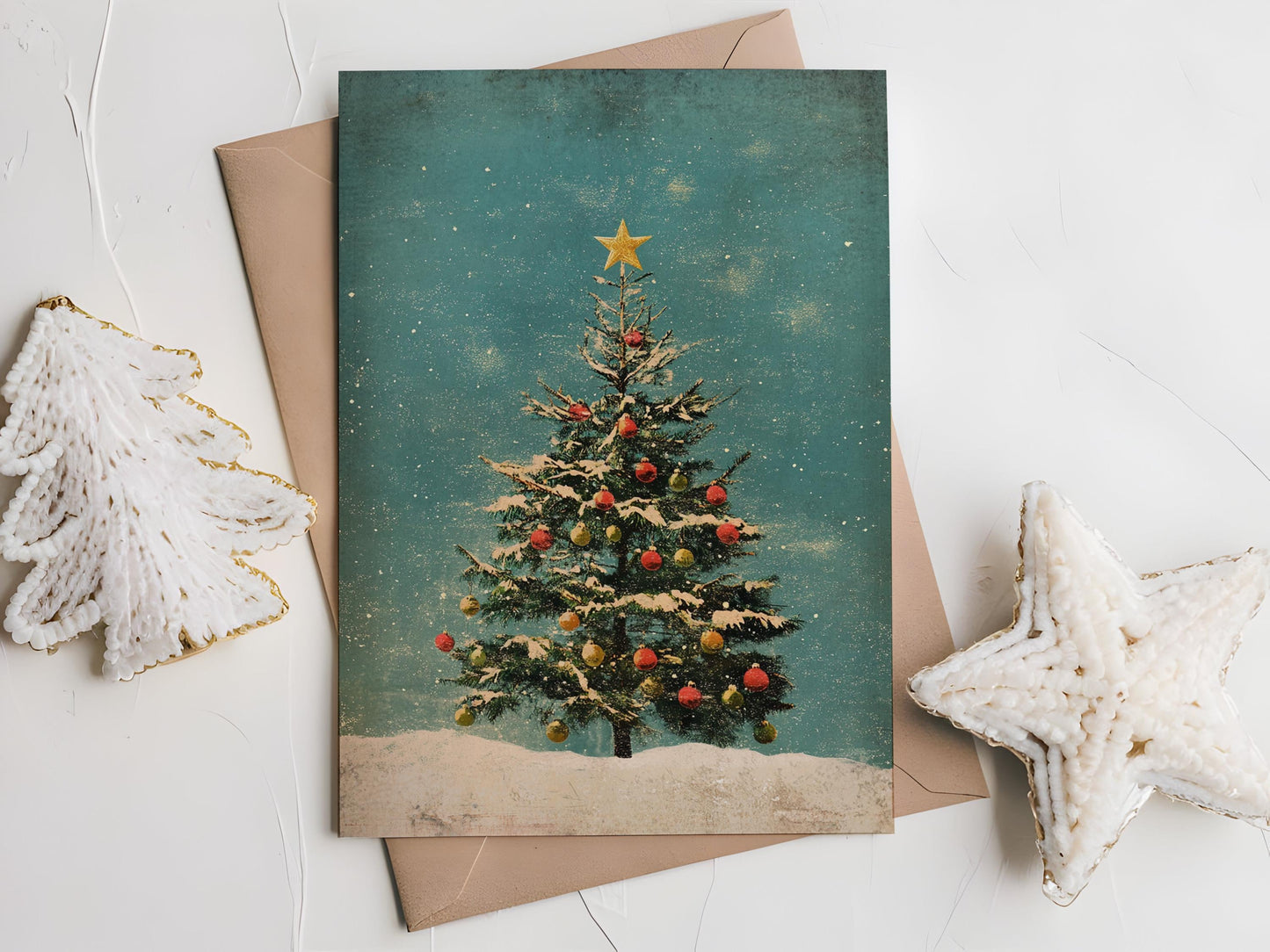 Vintage Christmas Tree Personalized Christmas Card