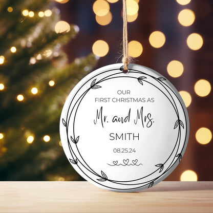 Our First Christmas as Mr. and Mrs. Holiday Ornament, Christmas Couple Ornament, Our First Christmas Ornament, Wedding Ornament